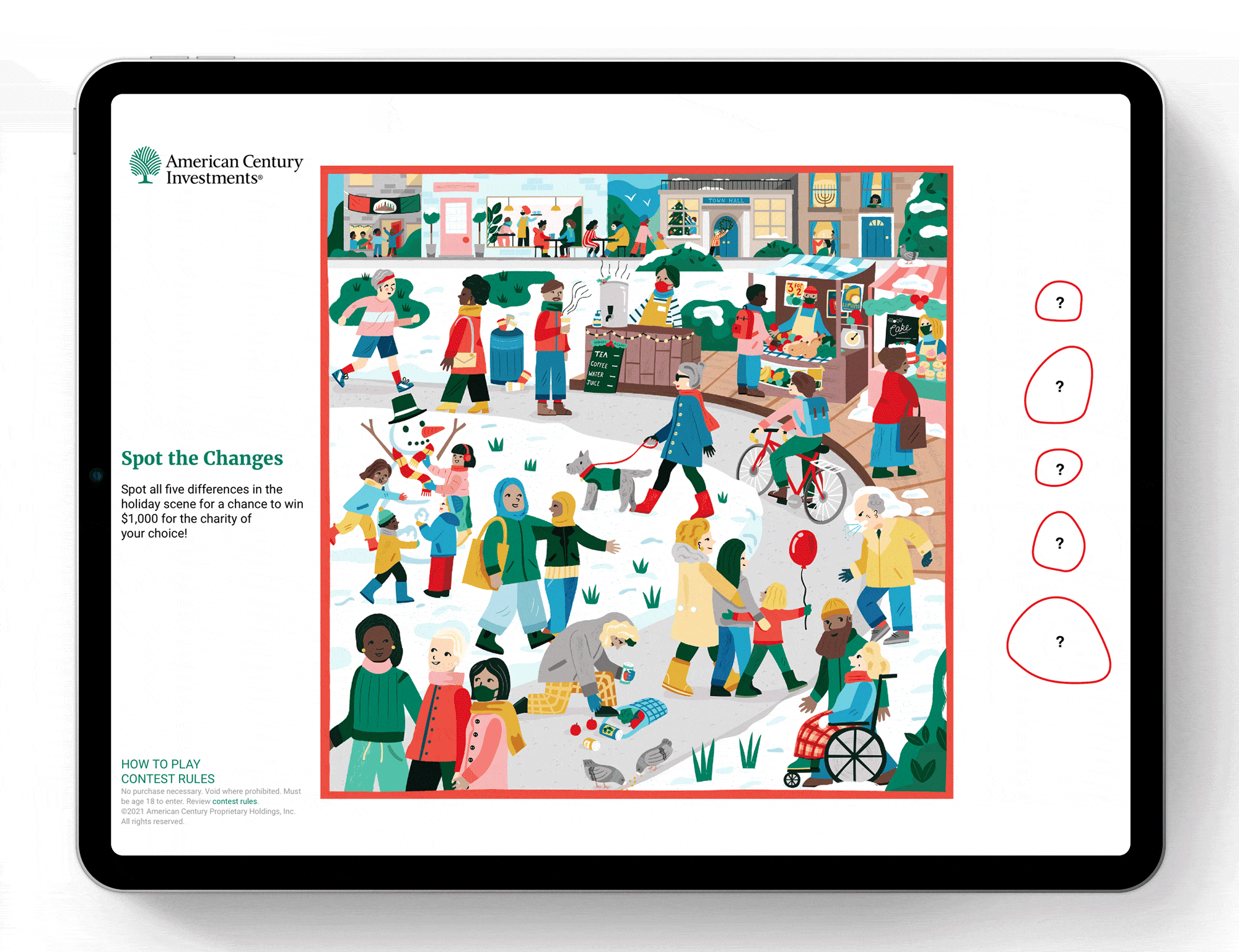 Mock up of the Spot the Changes Holiday Campaign illustration by Elly Jahnz