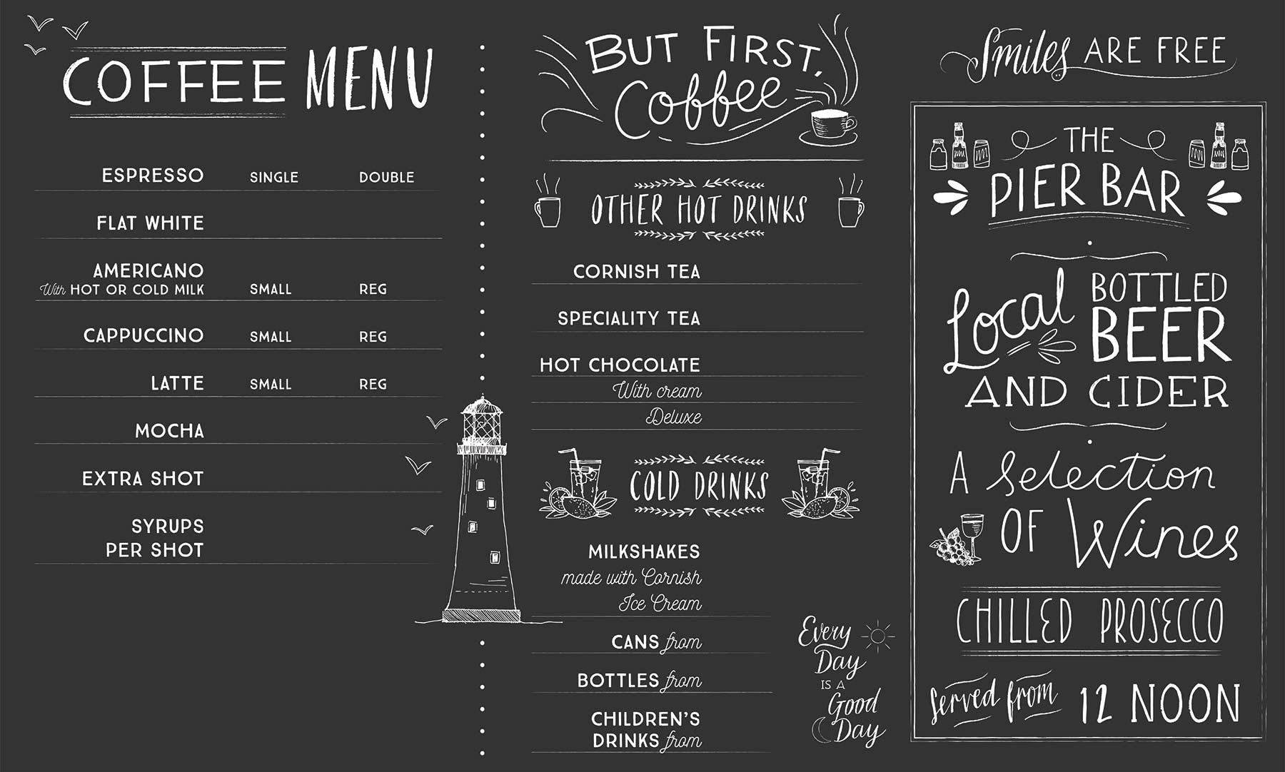 Custom Chalkboard Menu for Cornish Seaside Cafe pt 2 by Elly Jahnz, Foxcub Studio