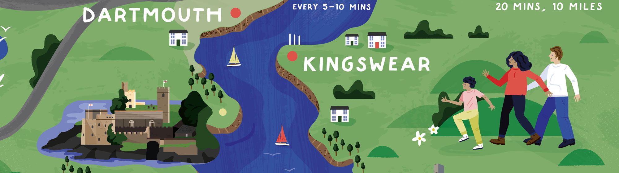 A section of the Dartmouth map I made for Dartmouth Higher Ferry by Elly Jahnz