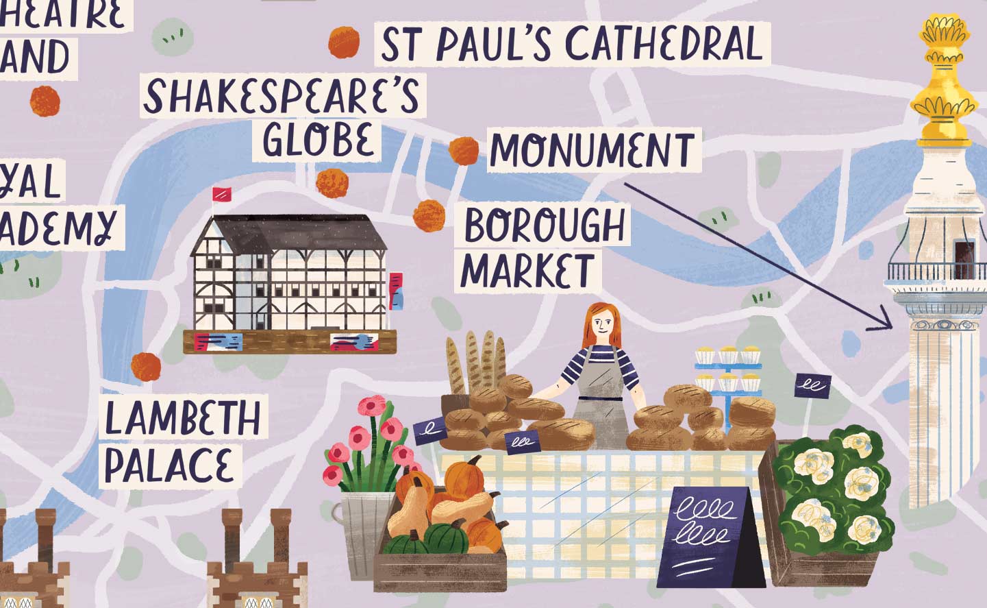 A close up of my map of London by Elly Jahnz