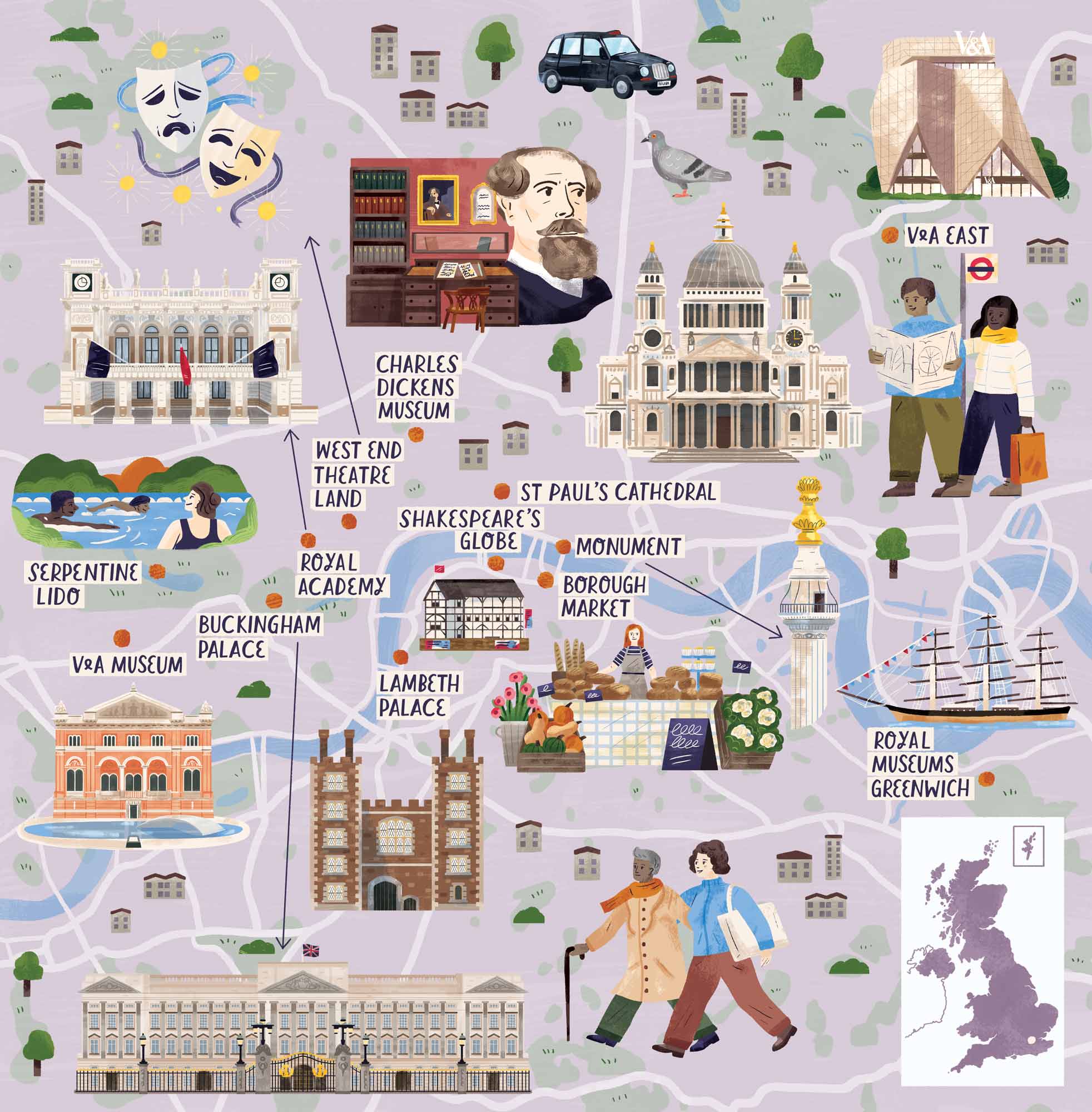 A map of London for Discover Britain by Elly Jahnz