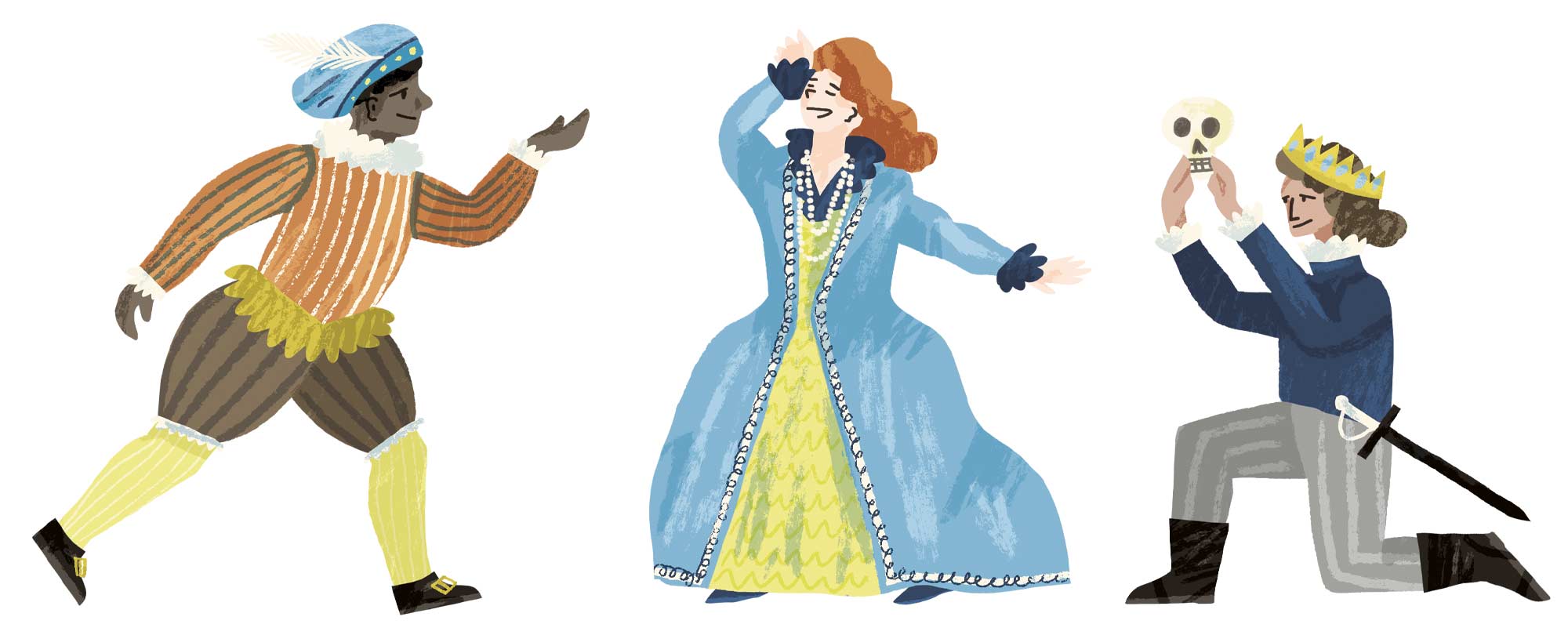 Actors on stage in Shakespeare's Britain, by Elly Jahnz