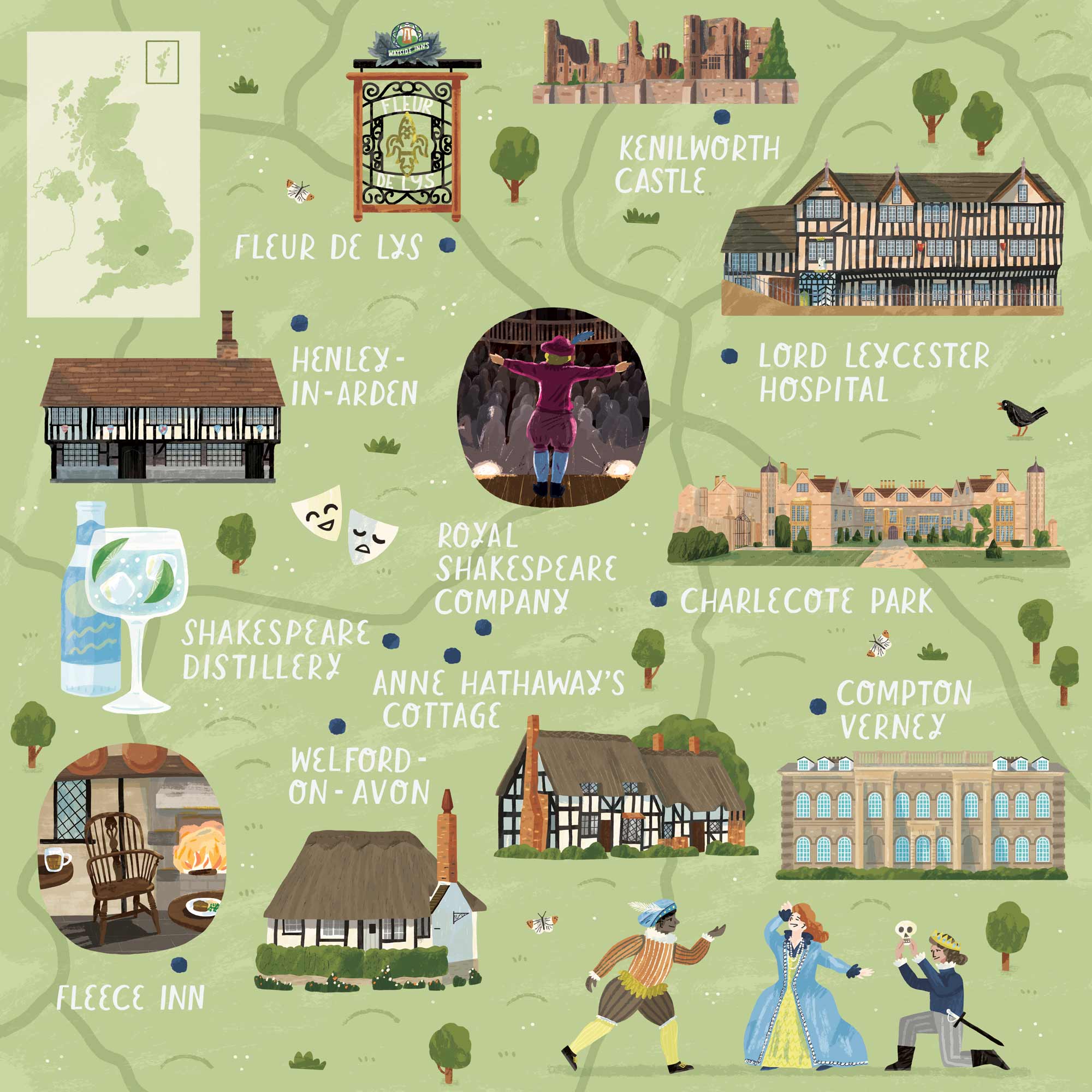 A map of Shakespeare's Britain by Elly Jahnz