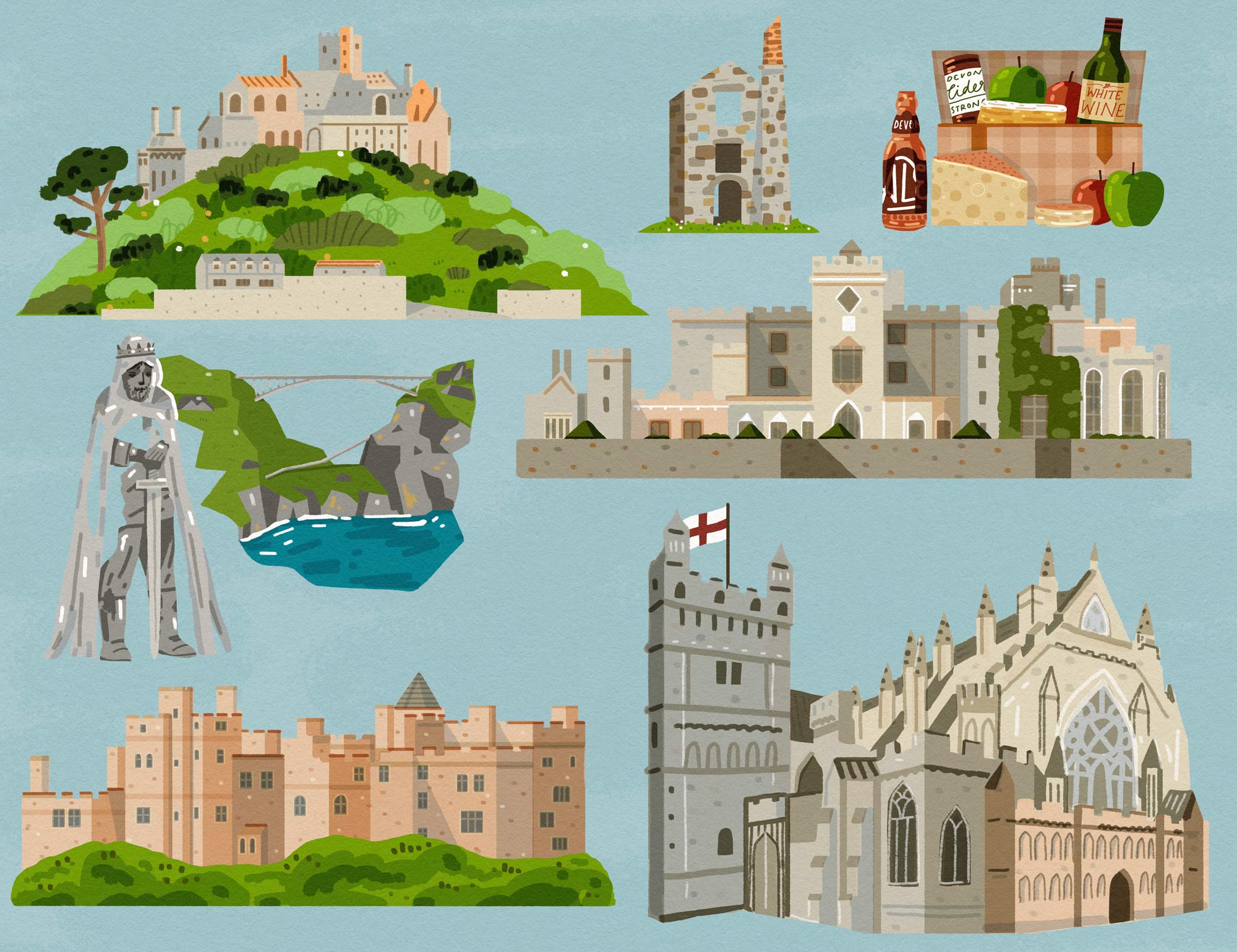 Spot illustrations for Discover Britain by Elly Jahnz