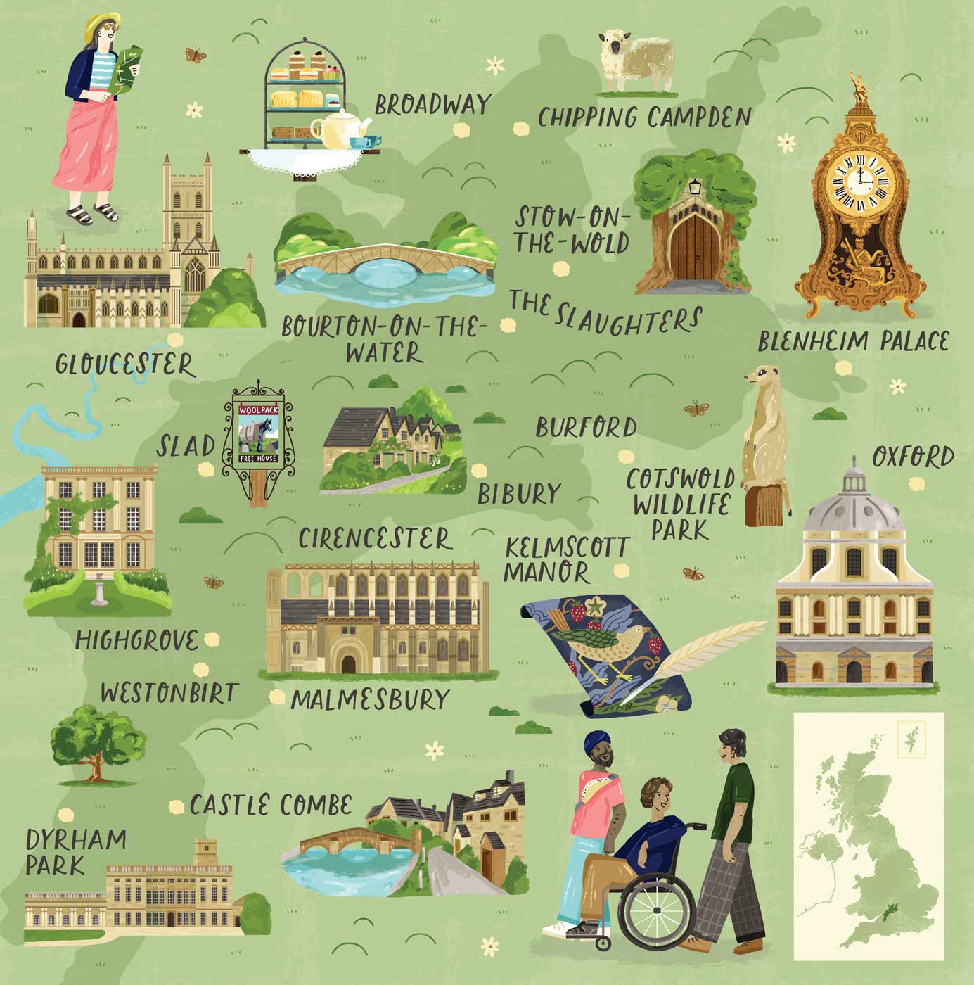 Cotswolds Illustrated Map portfolio cover image