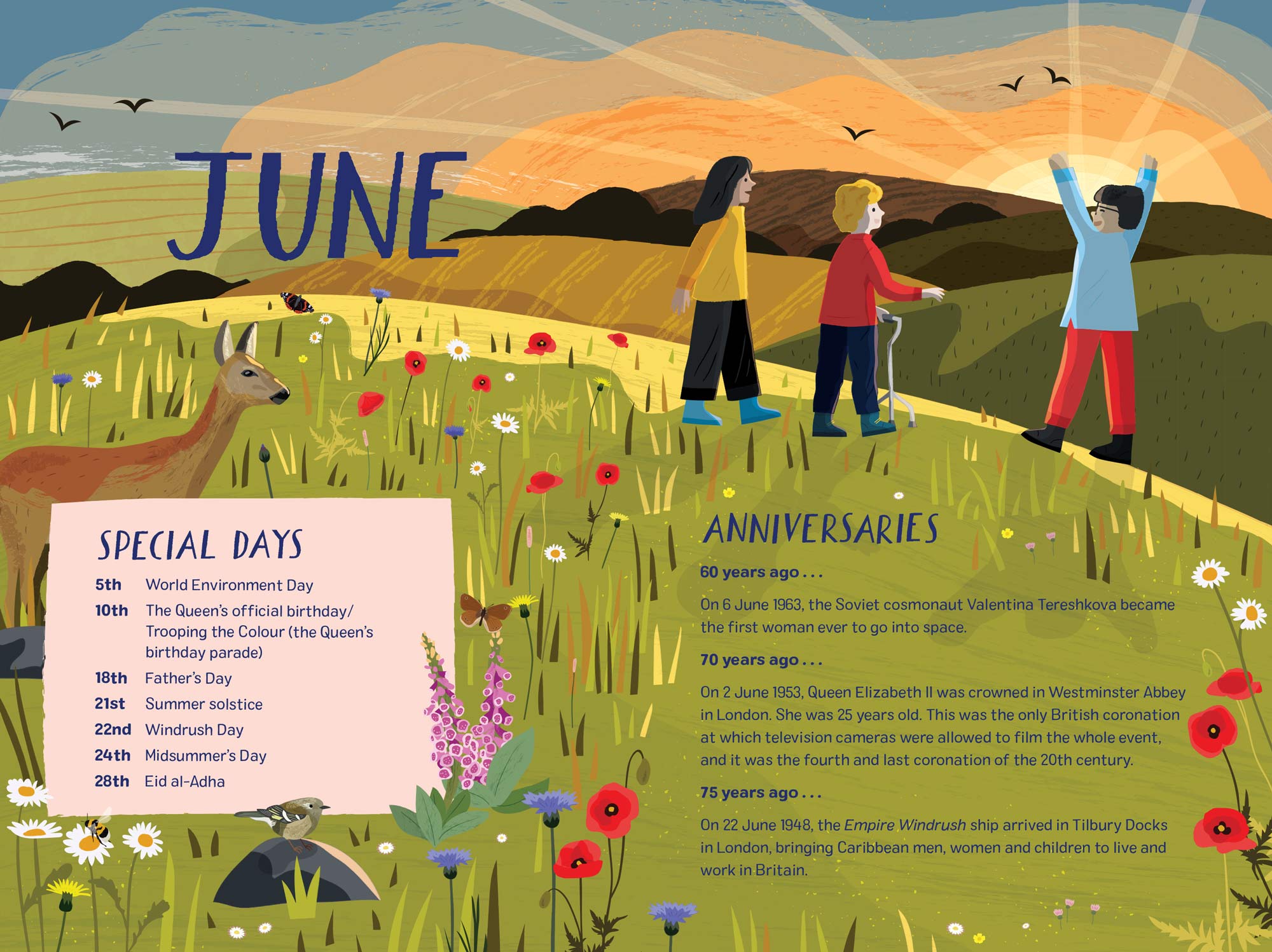 Illustration from 2023 Nature Month by Month for Nosy Crow and National Trust