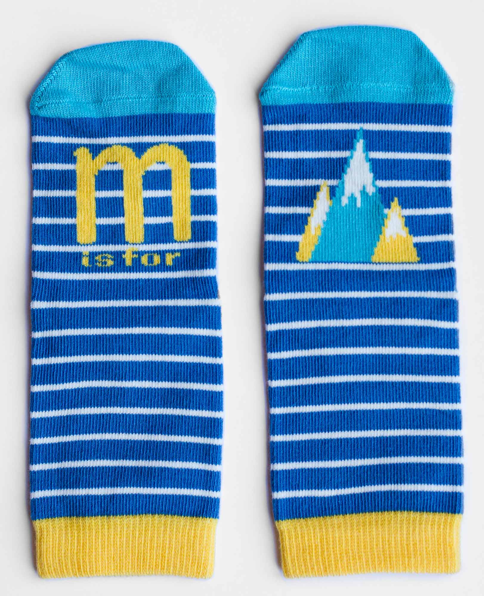 M is for mountain socks by Elly Jahnz for Socks and Stripes