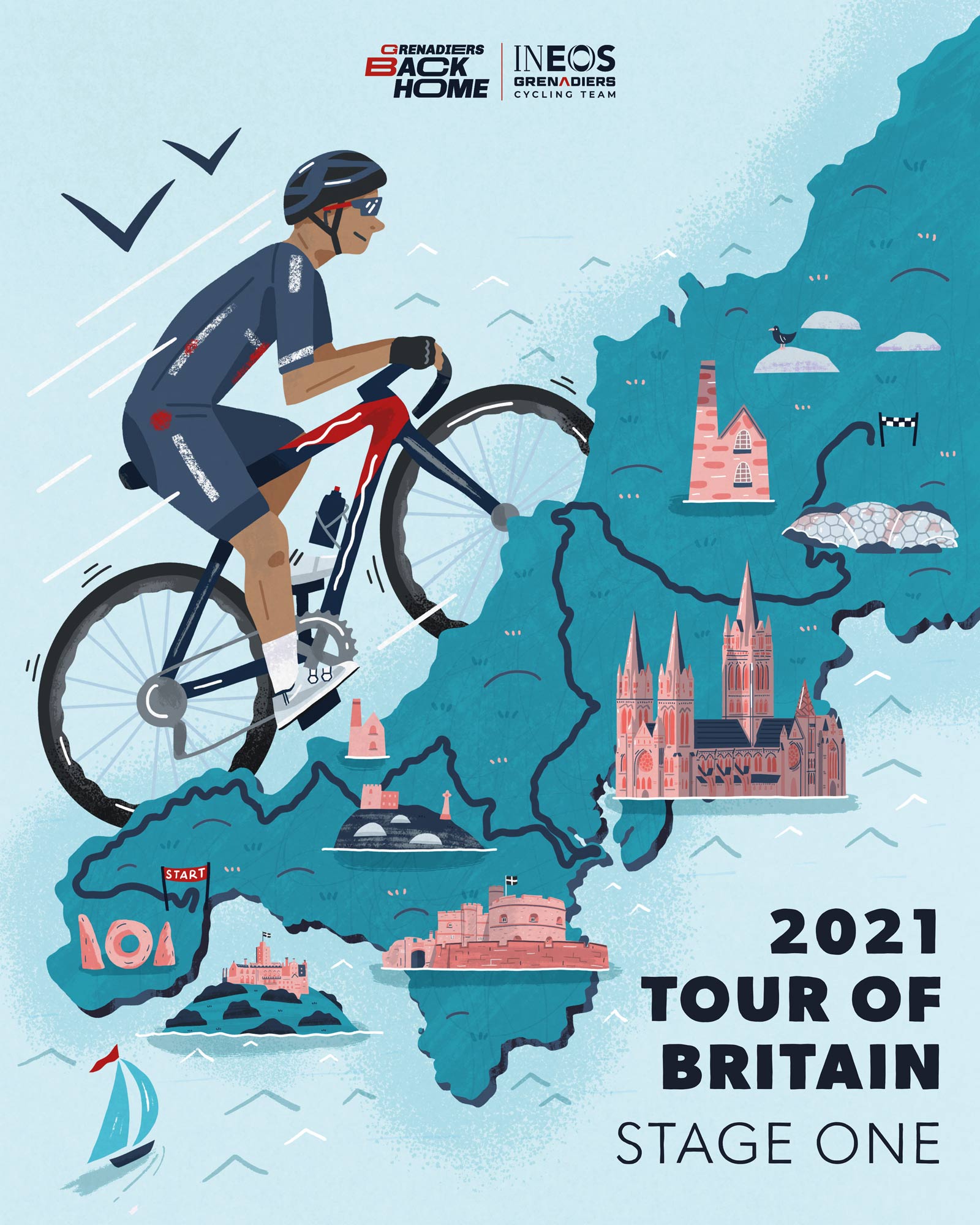 Tour of Britain poster for Ineos Grenadiers by Elly Jahnz