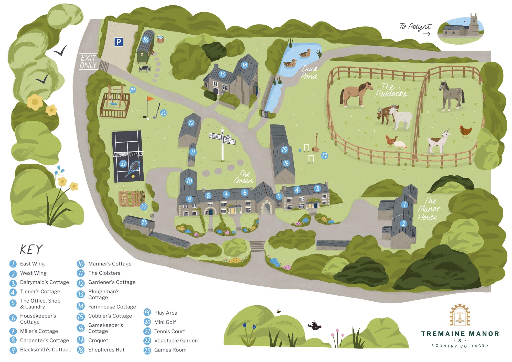 Map of Tremaine Manor and Country Cottages by Elly Jahnz